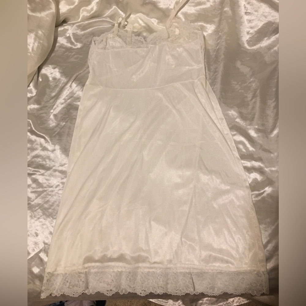 Vintage nightgown double layer white nylon !